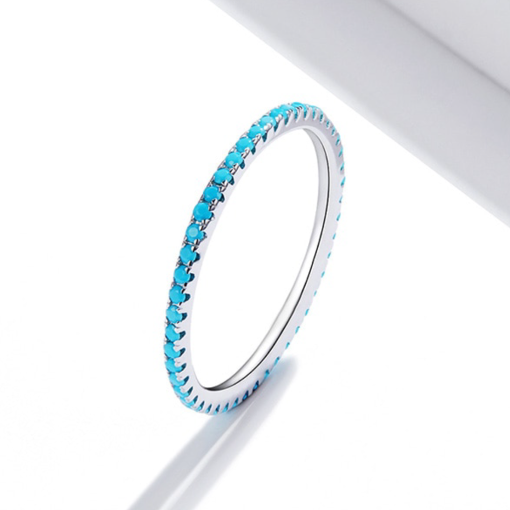 INTERNI SWAN CREEK, Anello Dazzler Turquoise Stacker .925 ~ per taglia 6-11