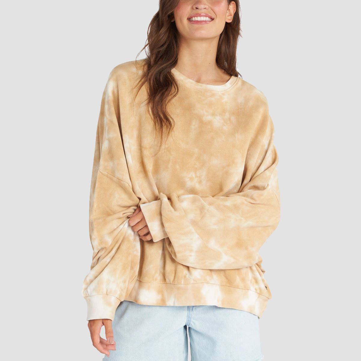 ROXY, Roxy Bright Sunshine - Felpa oversize Beige Crystal Wash - Donna