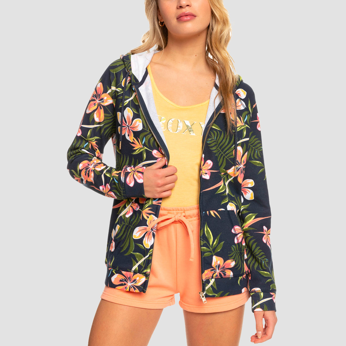 ROXY, Roxy Dive Deep Zip Hood Mood Indigo Tropical Depth - Donna